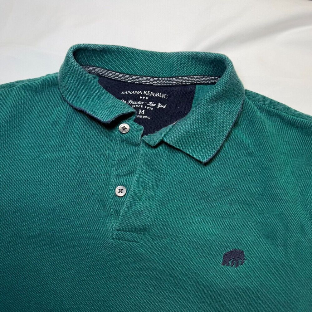 Banana Republic Shirt Mens Medium Green Short Sleeve Polo Casual - Picture 3 of 6